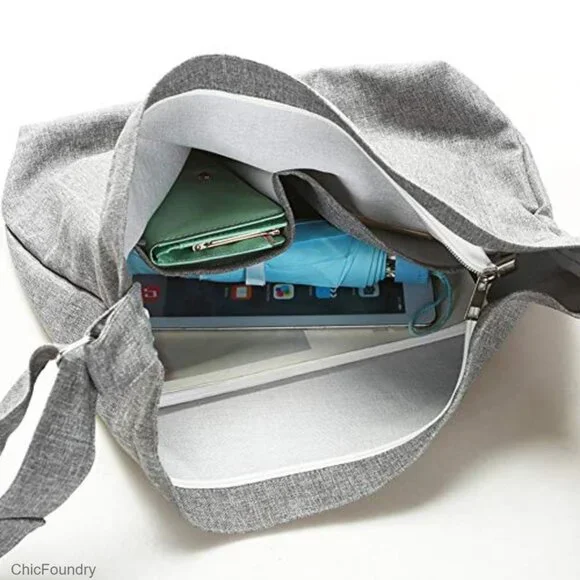 Large Canvas Hobo Tote Bag Adjustable Strap Crossbody Shoulder Bag - Picture 7 of 7